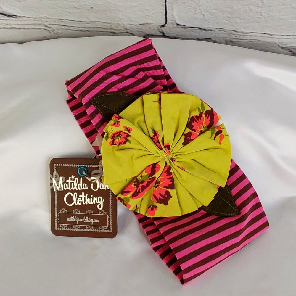 MATILDA JANE 'ALL DOLLED UP' HEADBAND WRAP SPINWHEEL BOW